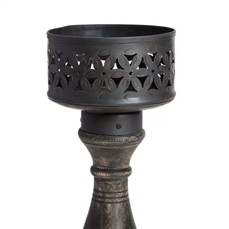 Willow & Silk Handmade Vintage Black 27cm Baroque Pillar Candle Holder