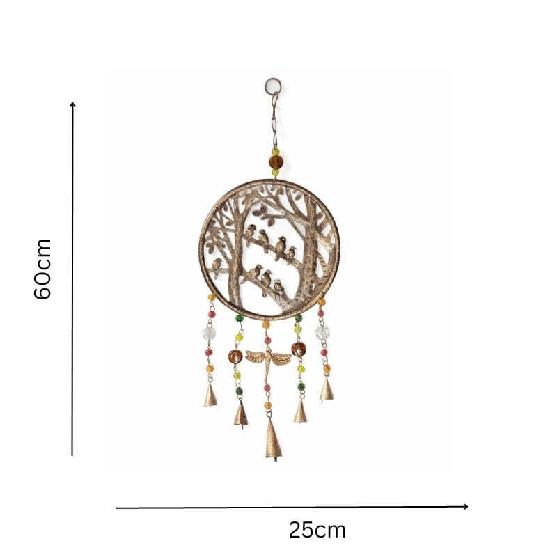 Willow & Silk Handmade 60cm Hanging Birds/Dragonfly/Beads Wind Chime