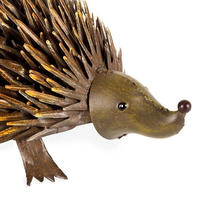 Willow & Silk 34cm Rusty Metal Hedgehog Garden Figurine