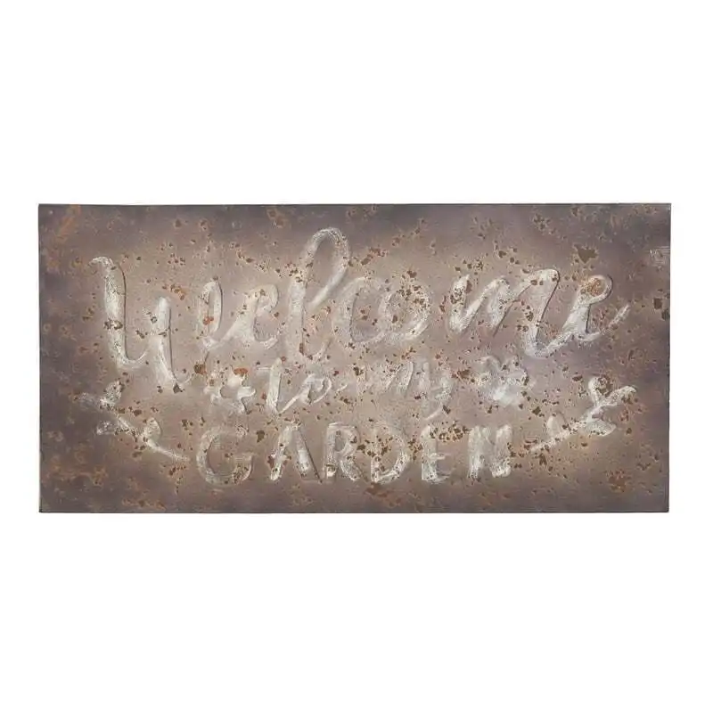 Willow & Silk Rustic 61cm 'Welcome To My Garden' Plaque Sign Wall Art