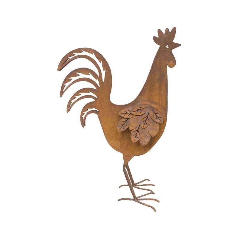 Willow & Silk Rusty 48cm Rooster Garden Figurine/Statue