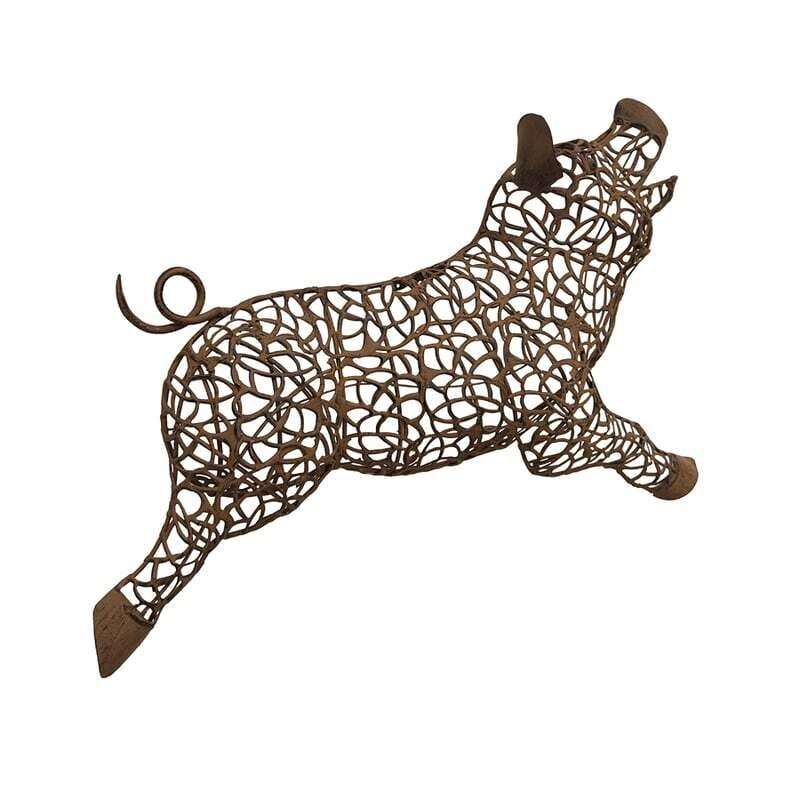 Willow & Silk Metal 49cm Rusty Farm Pig Hanging Wall Art