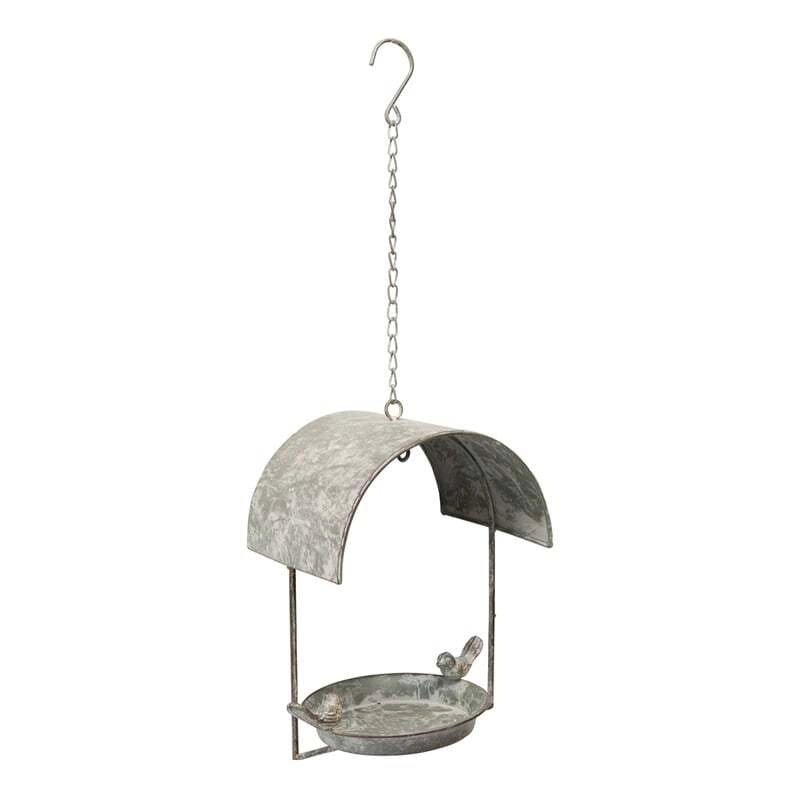 Willow & Silk Hanging 50cm Grey Dome House Garden Bird Feeder