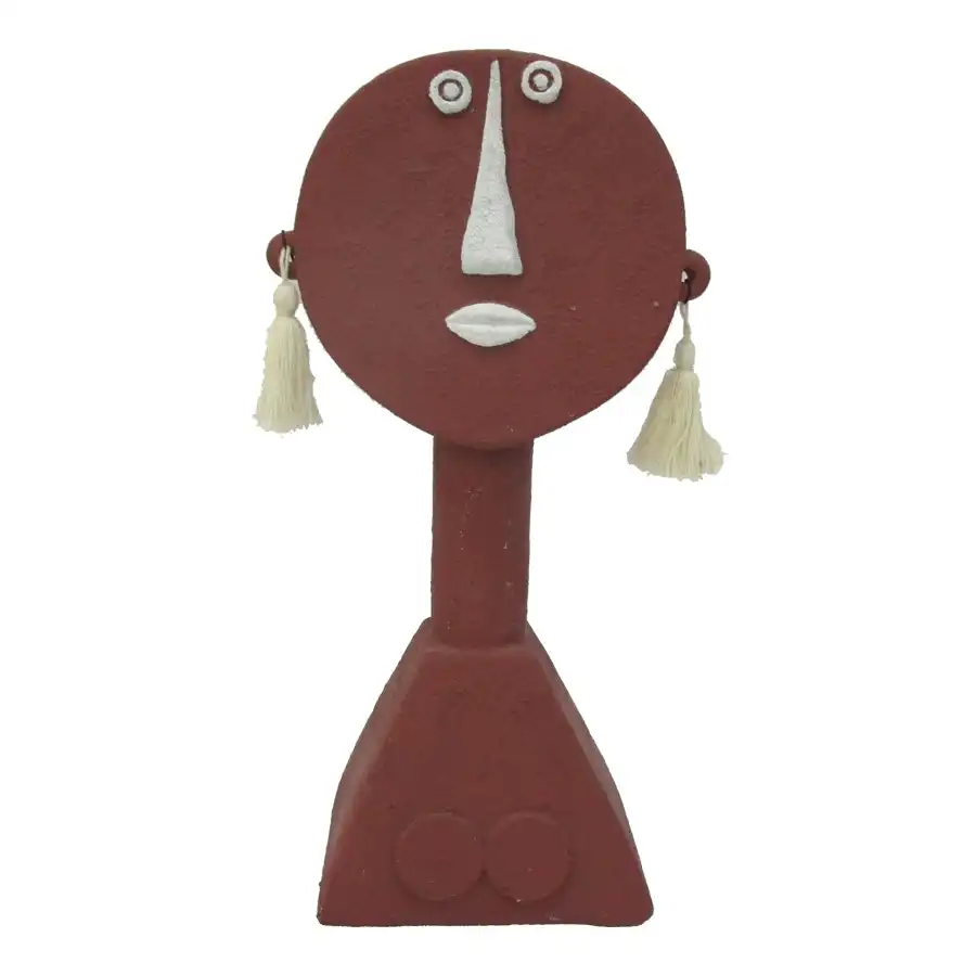 Willow & Silk Handmade Tribal 30cm Terracotta Lady Face Ornament