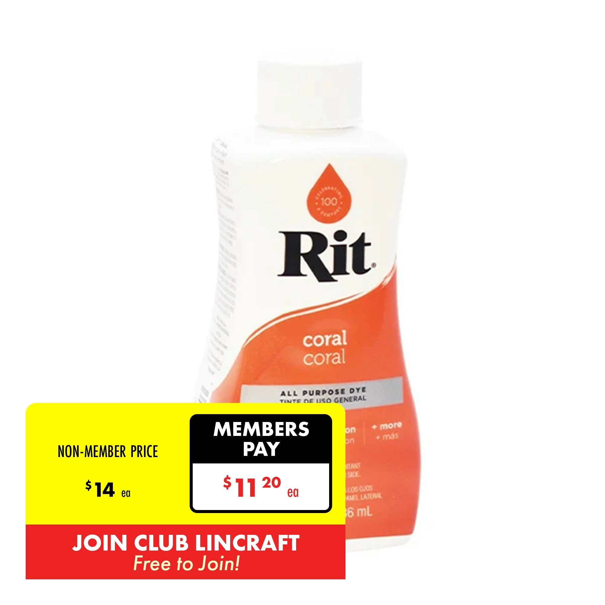 Rit Liquid Dye, Coral- 236ml