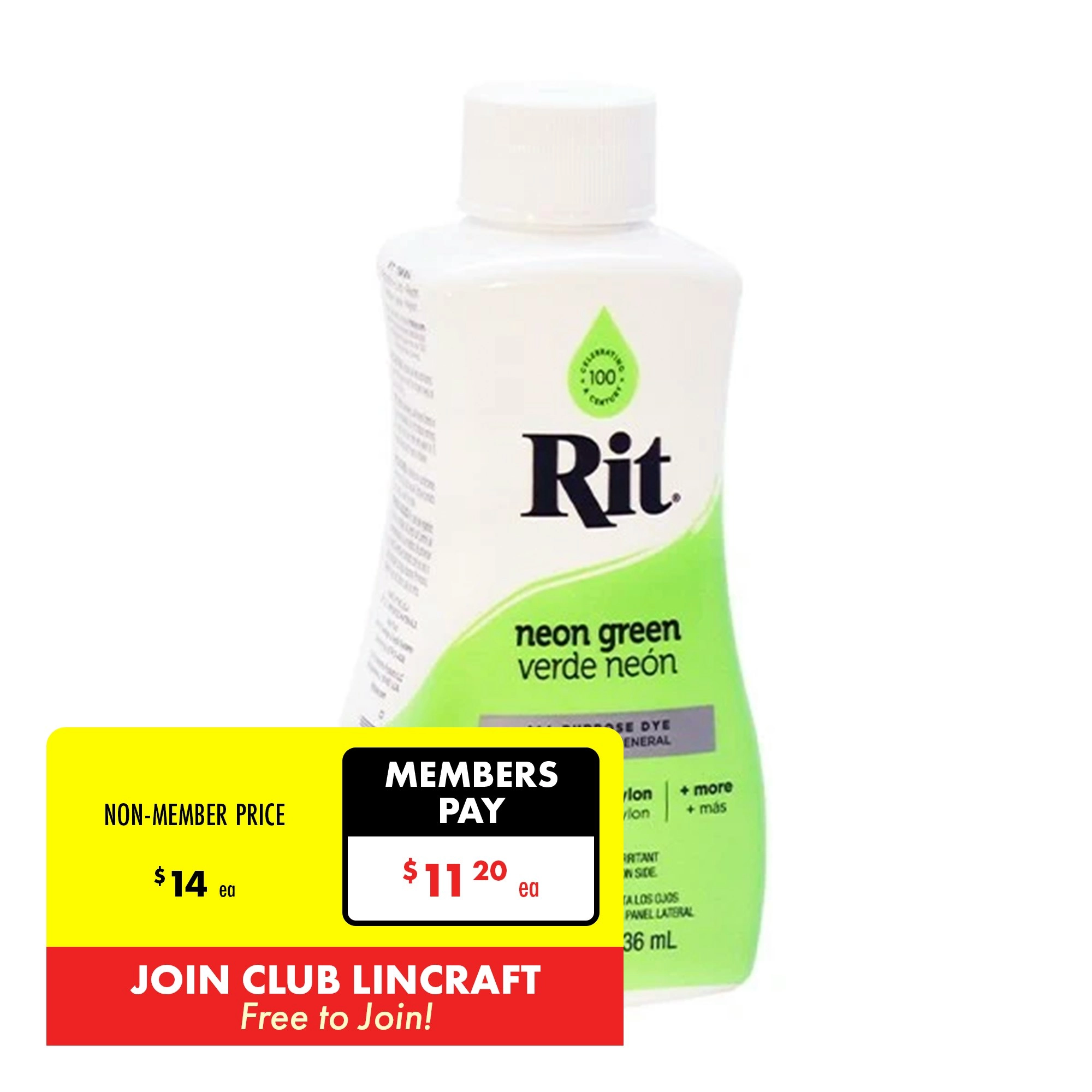 Rit Liquid Dye, Neon Green- 236ml