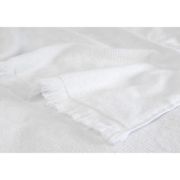 Algodon Bays Collection Jacquard Hand Towel, White- 40cmx70cm