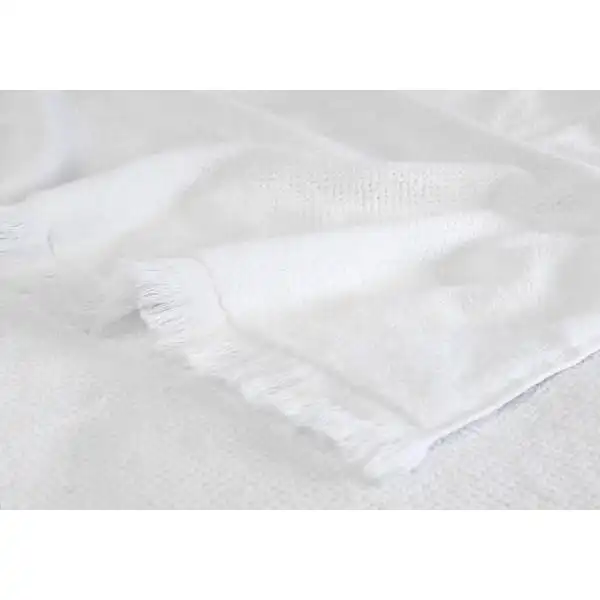 Algodon Bays Collection Jacquard Hand Towel, White- 40cmx70cm