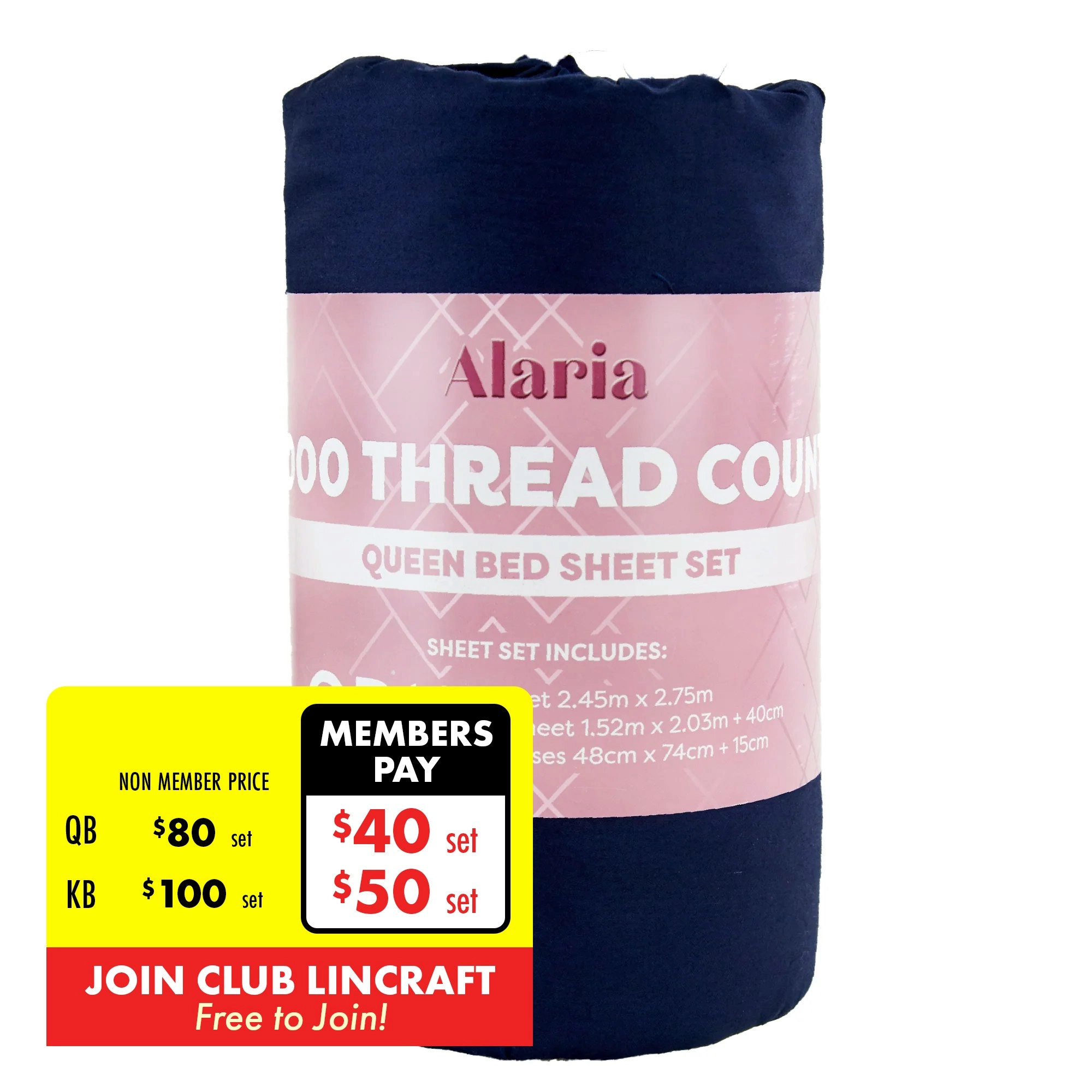 Alaria 1000TC Sheet Set, Navy