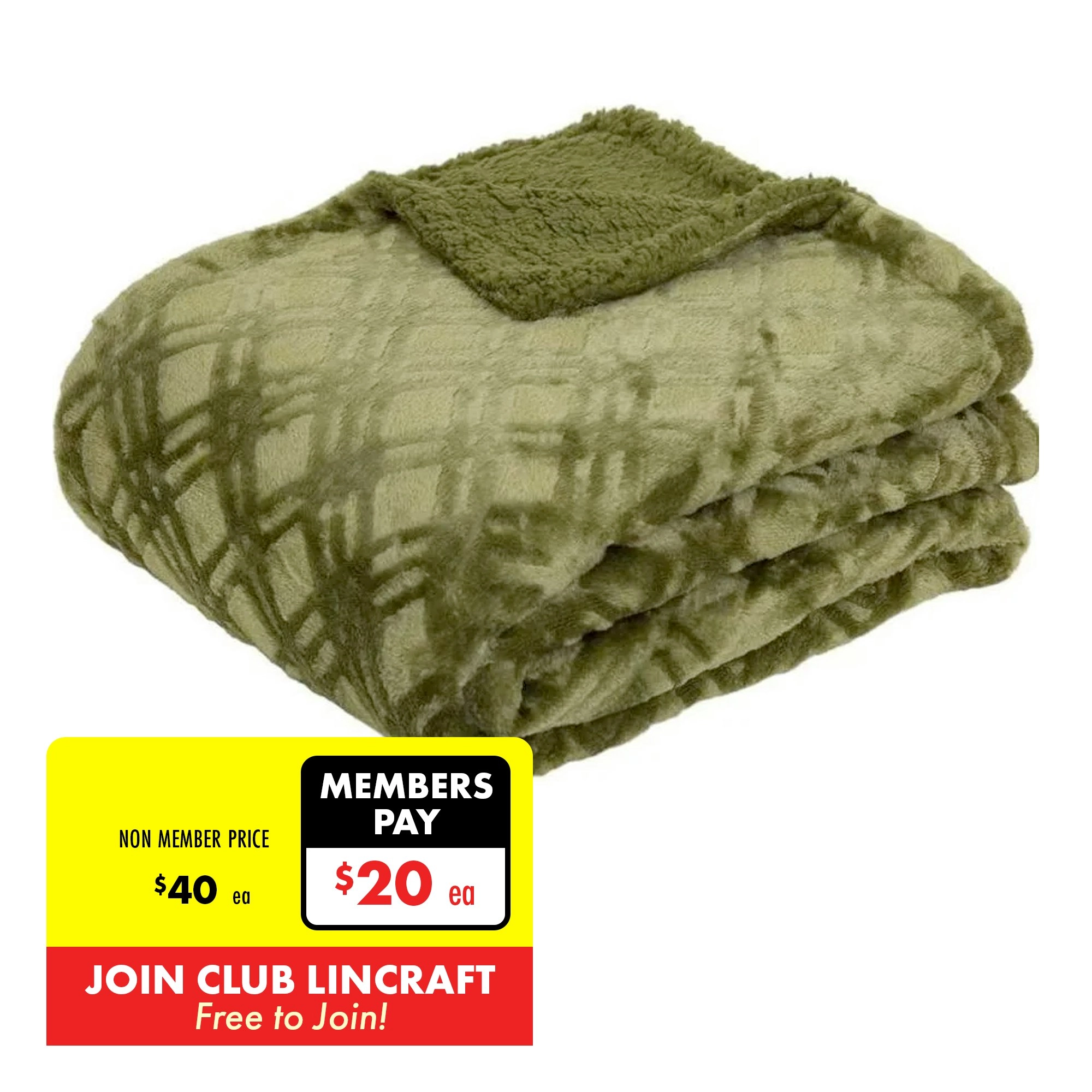 Vida Microplush Throw, Olive- 130x160cm