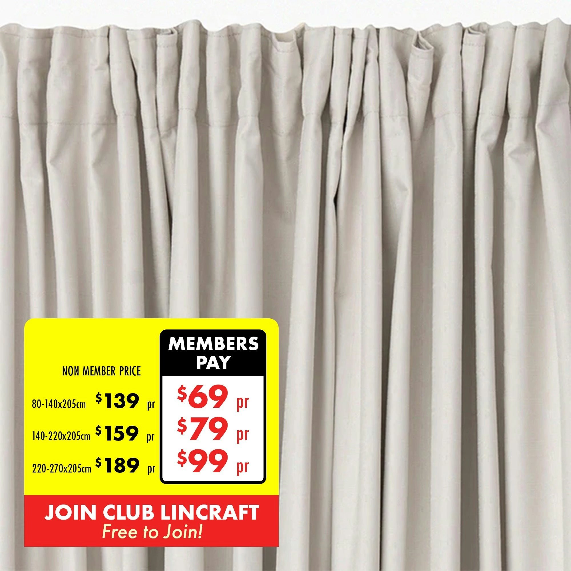 Liberty Pencil Pleat Curtain, 205cm Drop - Parchment