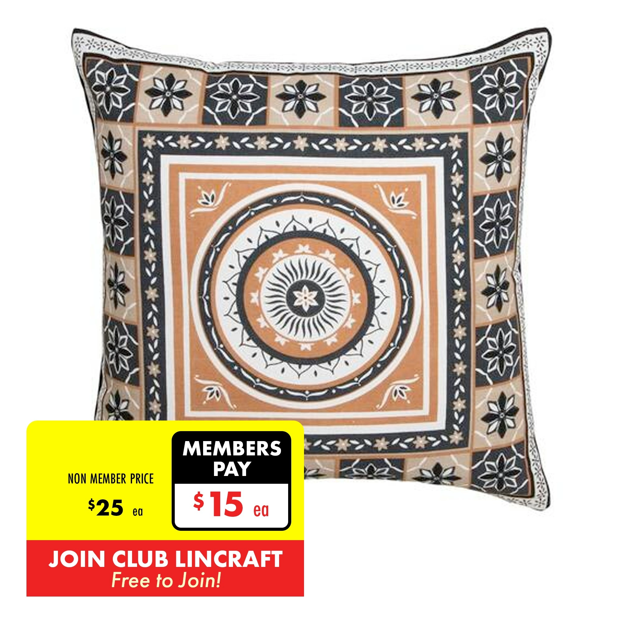 Kasbah Cushion, Black/Multi Color- 50x50cm