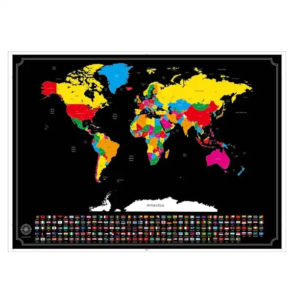 Makr Scratch Off Map of the World, Black/Gold- 82x59cm
