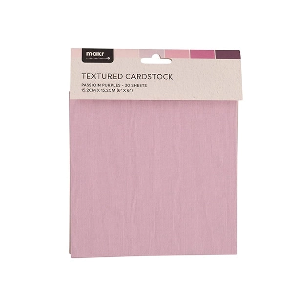 Makr 6x6 inch Rough Textured Cardstock, Passion Purples- 30pk