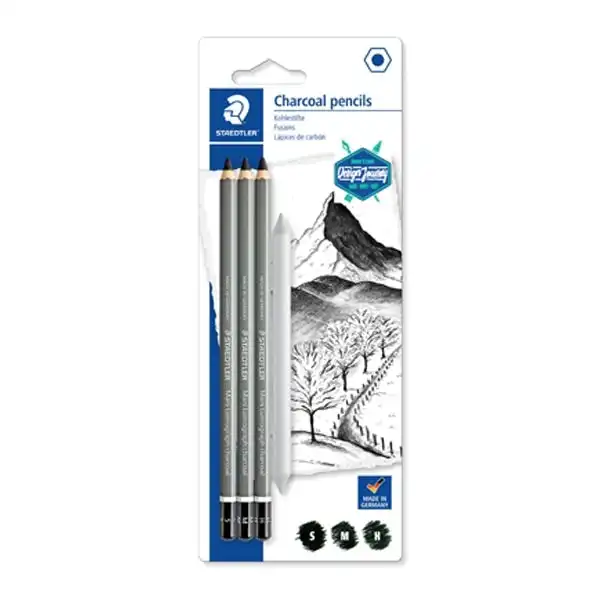 Staedtler Mars Lumograph Charcoal Pencil Plus Stump- 3 Degrees