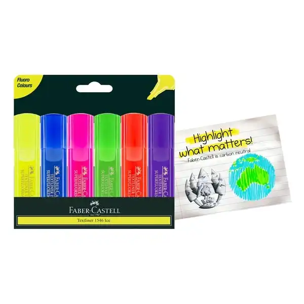 Faber-Castell Textliner Ice 1546 Highlighter, Assorted- 6pk