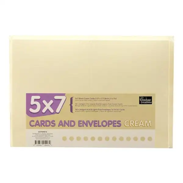 Couture Creations Card Plus Envelope Set, Cream- A7