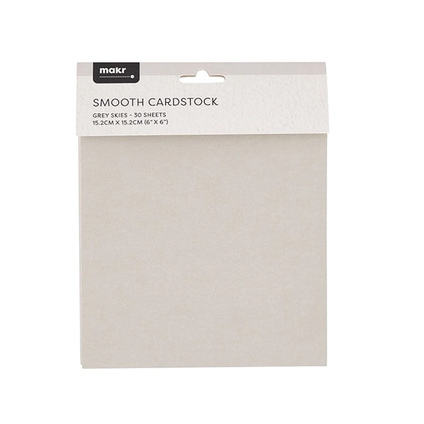 Makr 6x6 inch Smooth Cardstock, Grey Skies- 30pk