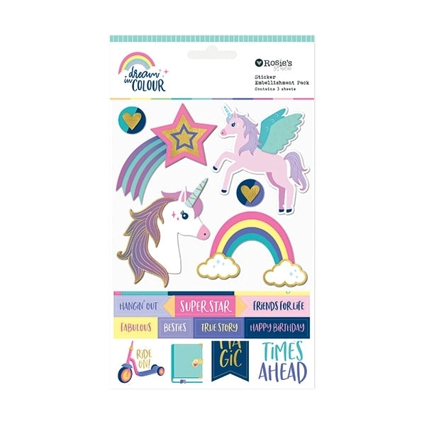 Rosie's Studio Dream In Colour, Sticker Embellishment- 3pk