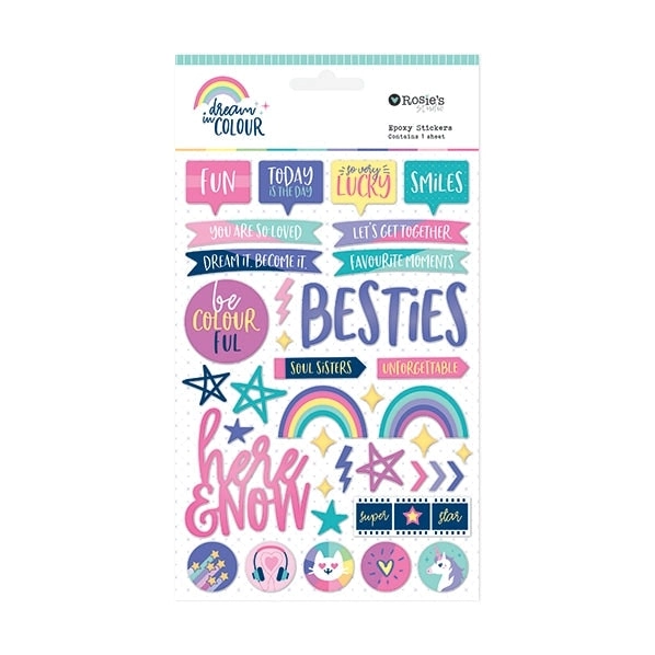 Rosie's Studio Dream In Colour, Epoxy Stickers- 1pk