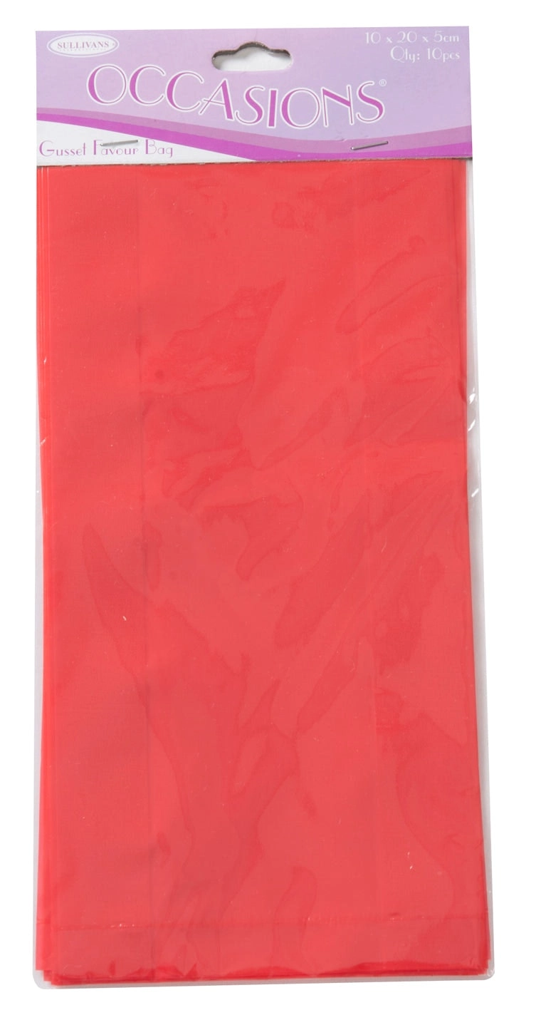 Sullivans Gusset Favour Bag, Red- 10pc