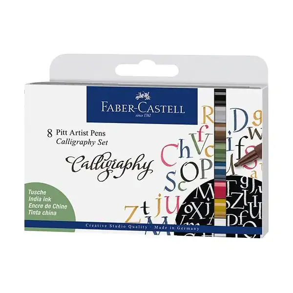 Faber-Castell Pitt Artist Calligraphy Pens, Assorted- 8pk