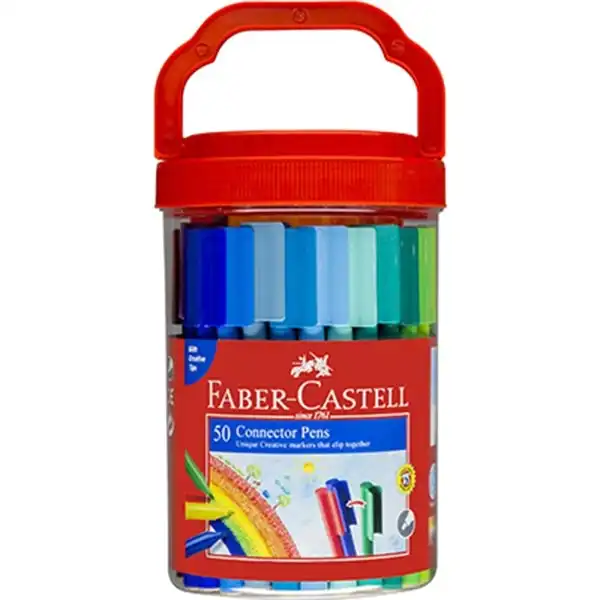 Faber-Castell Connector Pen Colour Marker, Assorted- 50pk