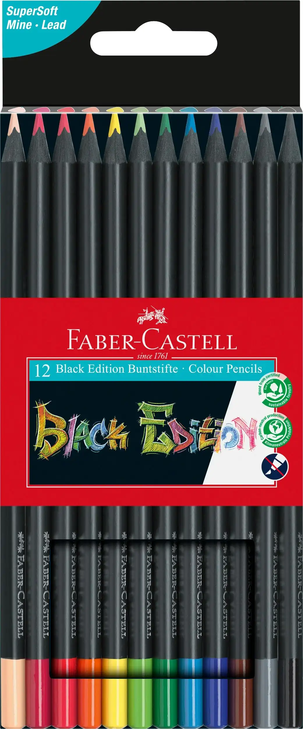 Faber Castell Black Edition Colour Pencils Assorted Pack 12