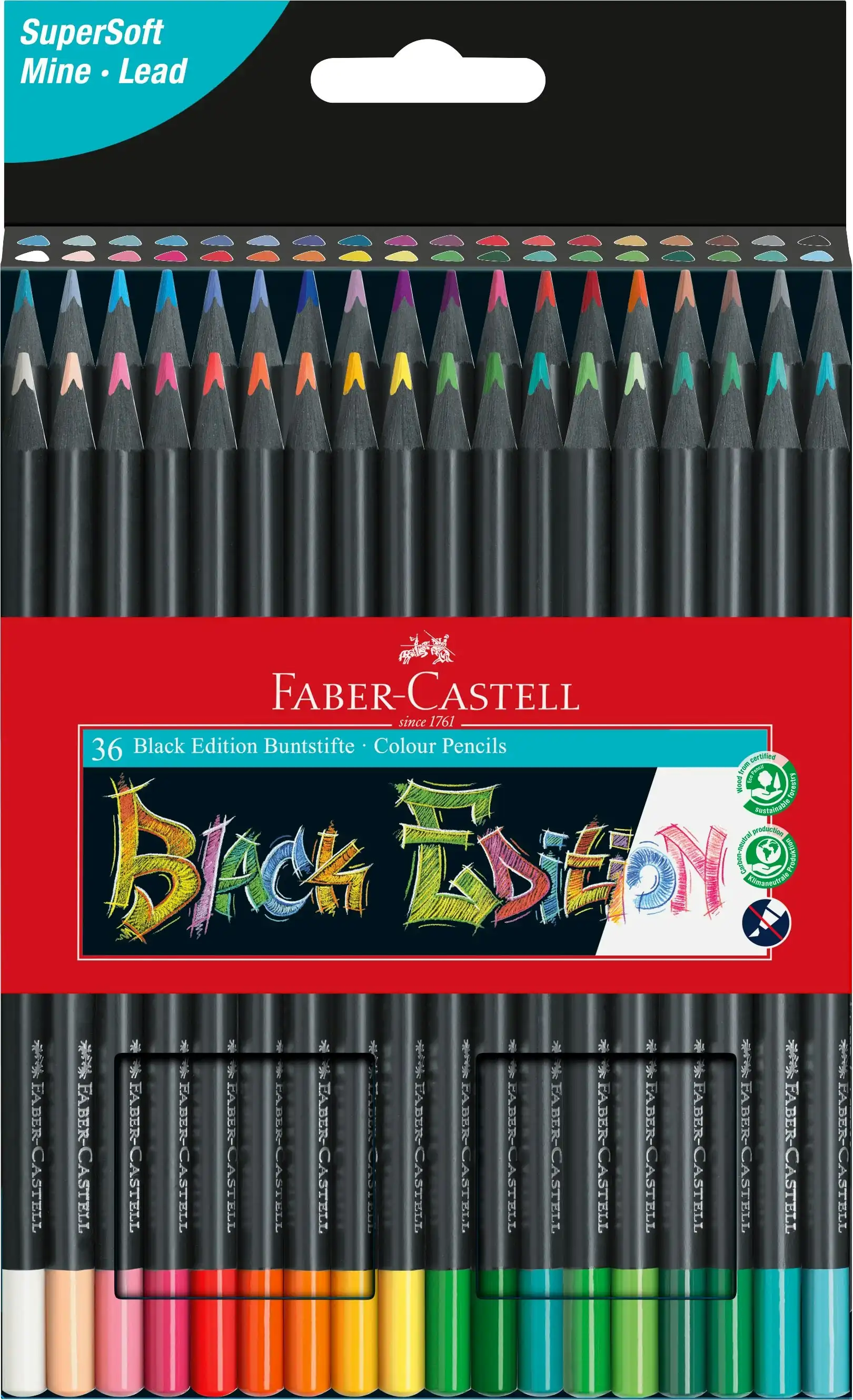 Faber Castell Black Edition Colour Pencils Assorted Pack 36