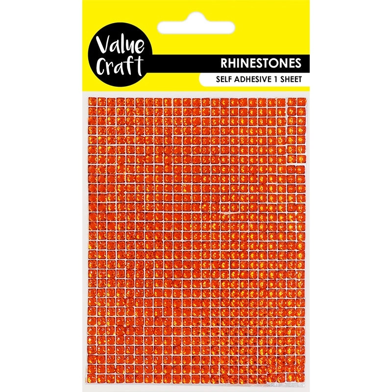 Value Craft Self-Adhesive Rhinestone Bling Crystal Sheet, Red