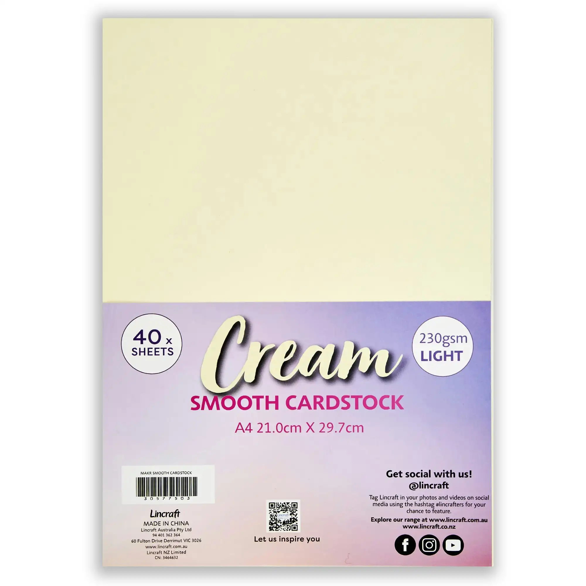 Makr Smooth Lightweight Cardstock, Cream- A4