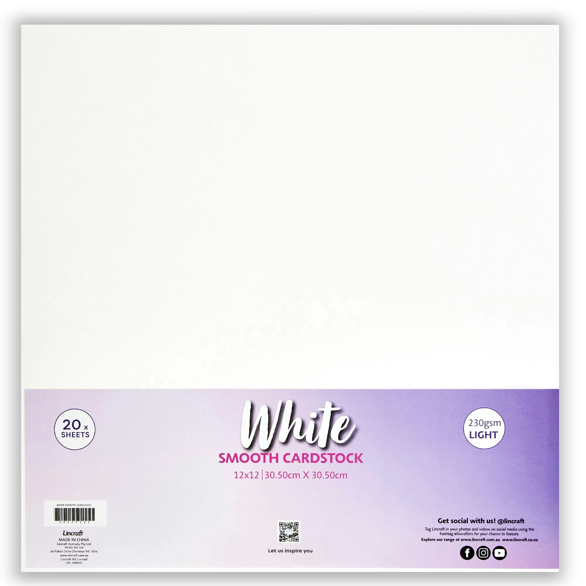 Makr Smooth Lightweight Cardstock, White- 12x12in