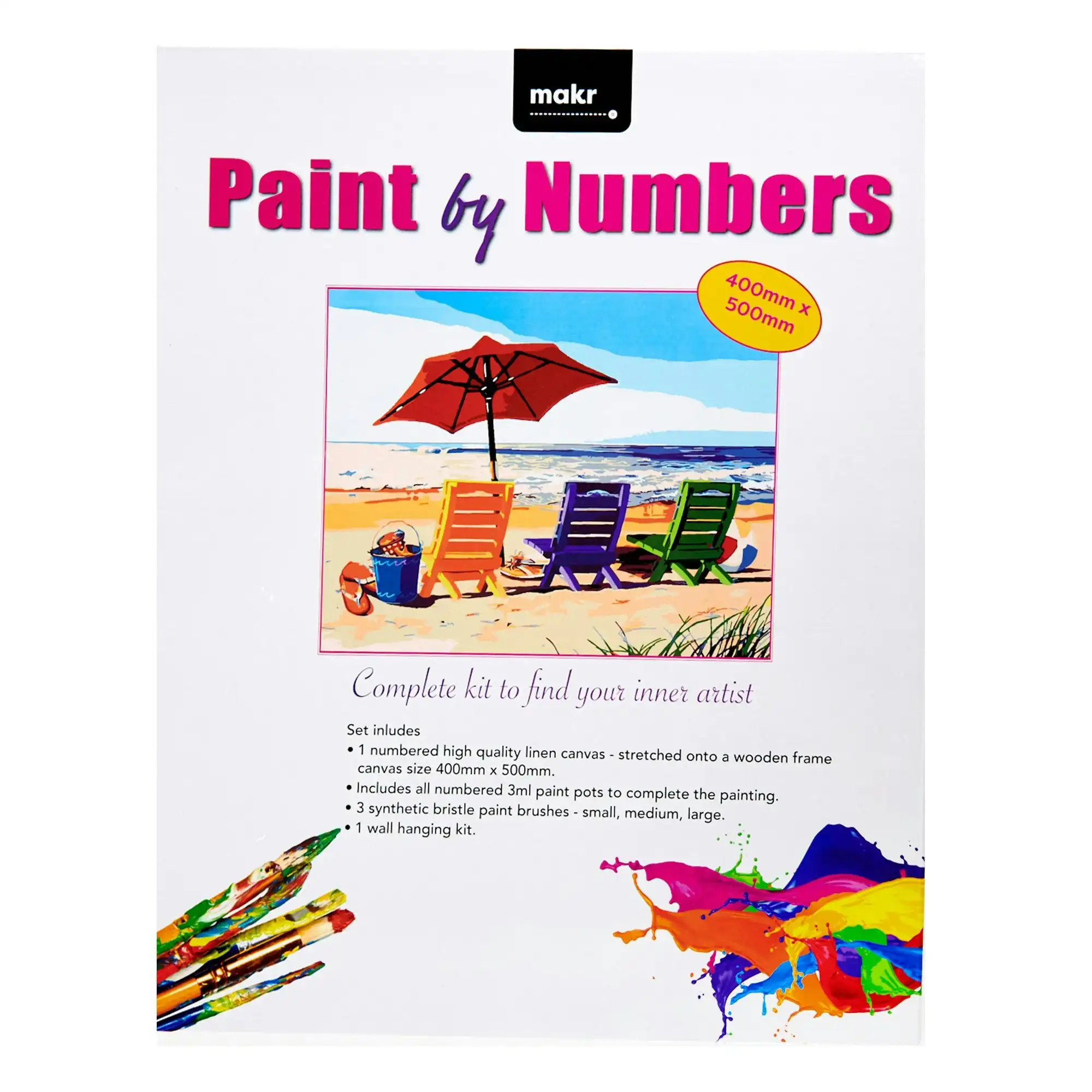 Makr Paint by Numbers Kit Series 3, Beach Daze- 40x50cm
