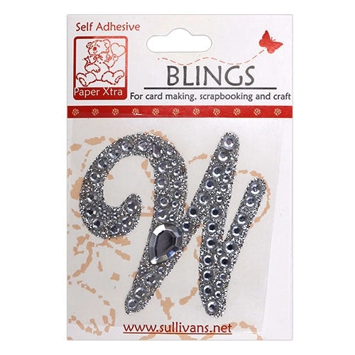 Stick On Bling Letter, Cursive W- 55mm