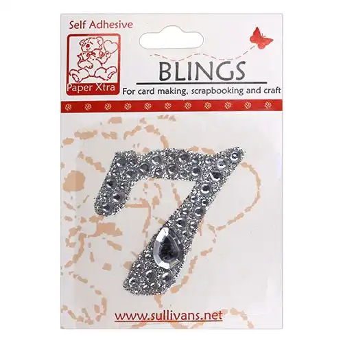 Stick On Bling Number, Cursive 7- 55mm