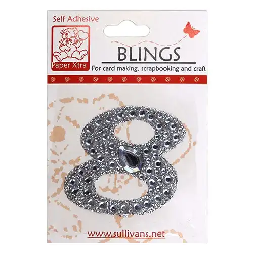 Stick On Bling Number, Cursive 8- 55mm