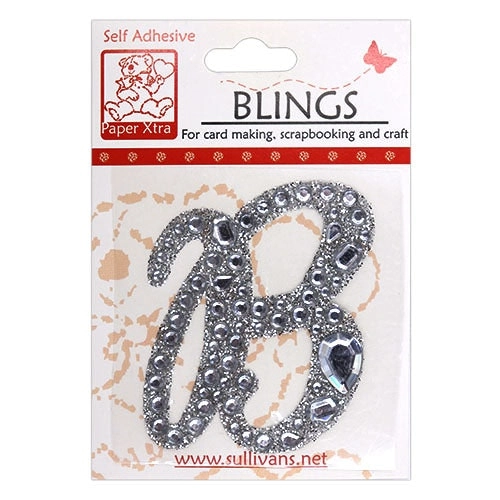 Stick On Bling Letter, Cursive B- 55mm