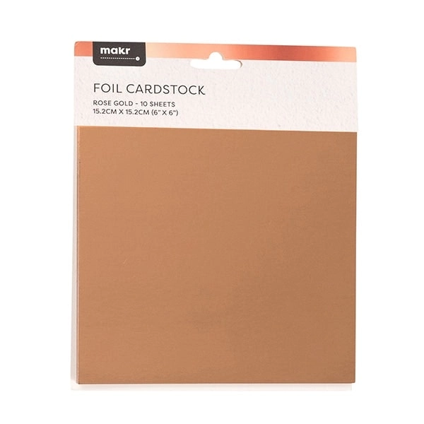 Makr 6x6 inch Foil Cardstock, Rose- 10pk