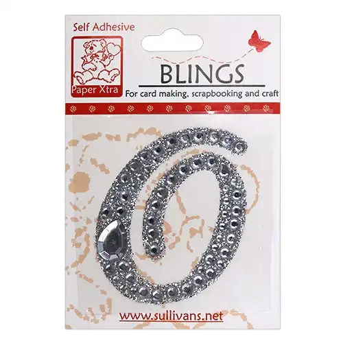 Stick On Bling Letter, Cursive O- 55mm