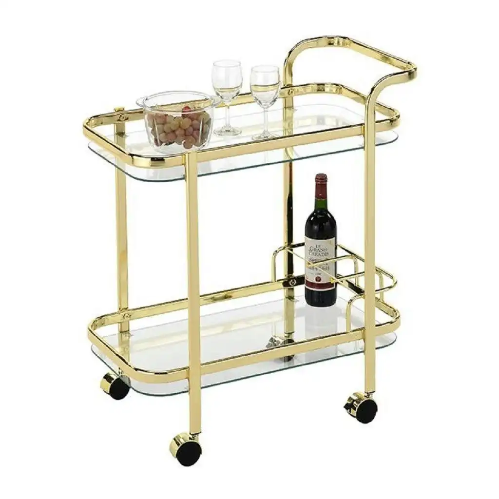 Swing Piaf Bar Cart W/ Bottle Holder - Gold