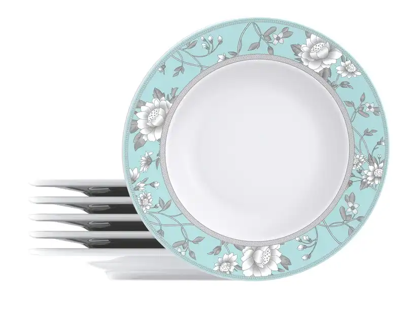 Tramontina Helen 6-Piece Set of Decorated Porcelain Dinner Plates, 27 cm