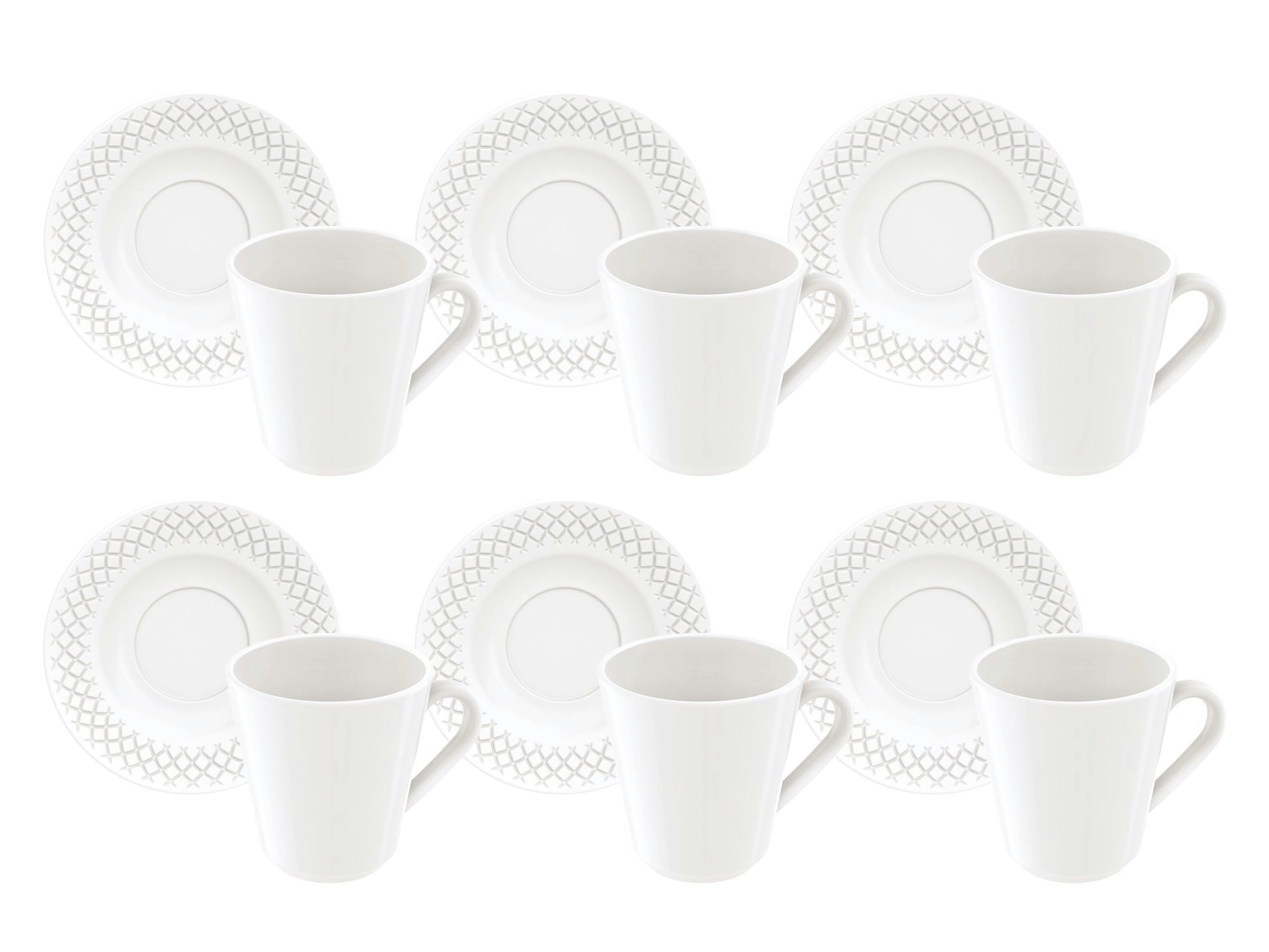 Tramontina Ingird 12-Piece Set of Decorated Porcelain Coffee Cups and Saucers, 70 ml