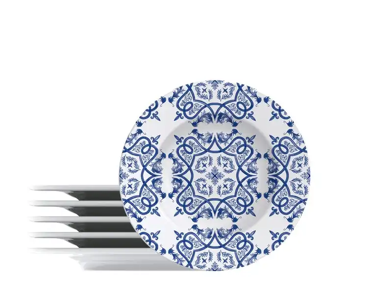 Tramontina Algarve 6-Piece Set of Decorated Porcelain Dessert Plates, 21 cm