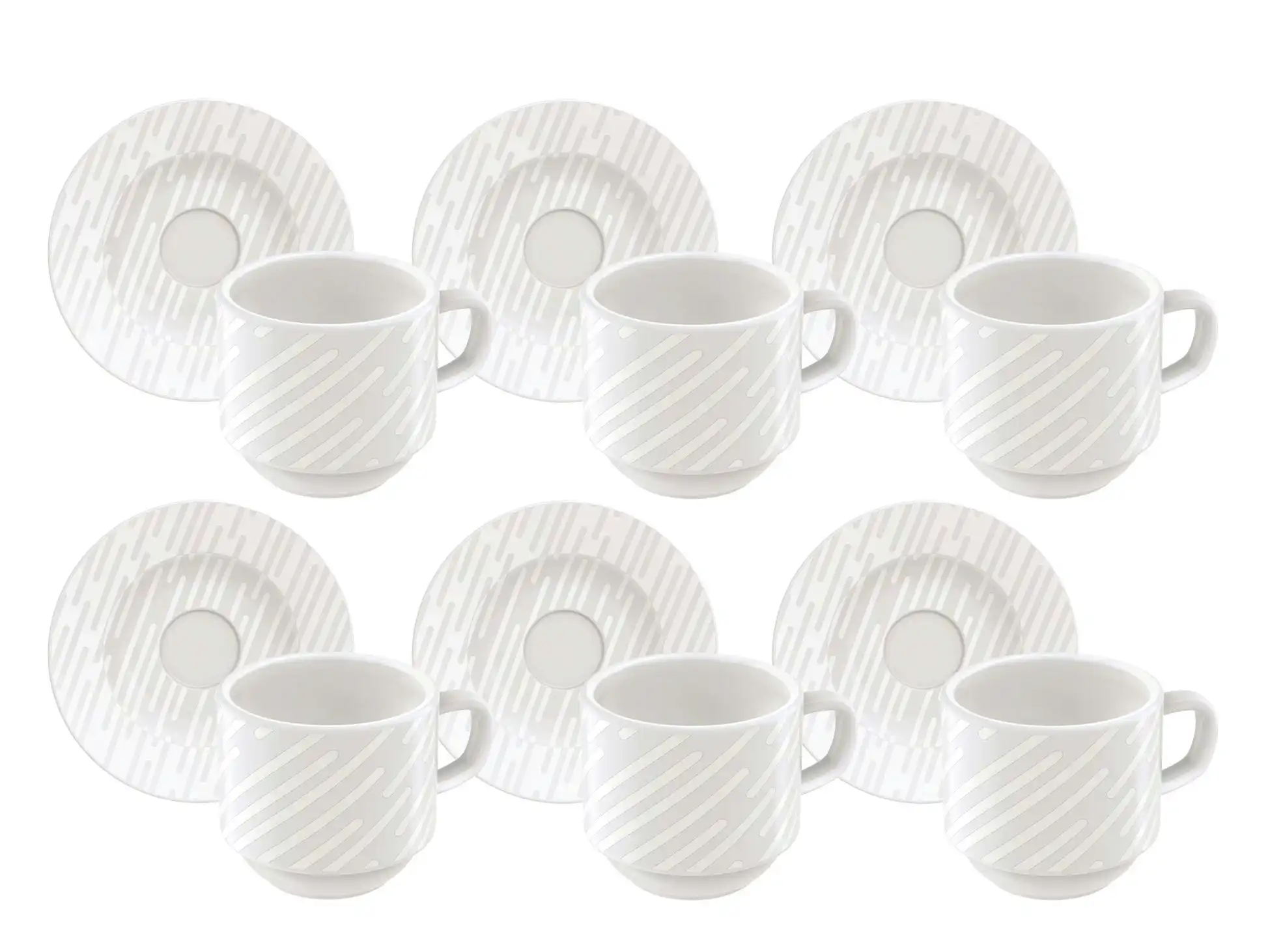 Tramontina Marie Set of Decorated Porcelain Coffee Cups and Saucers
