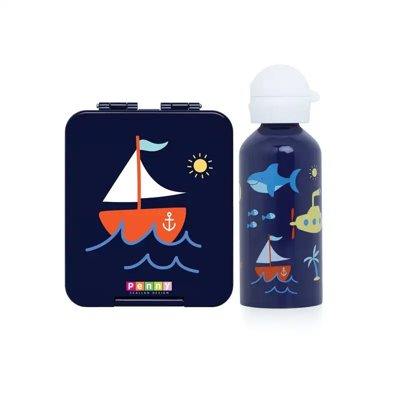 Penny Scallan Medium Bento Box & Drink Bottle - Anchors Away