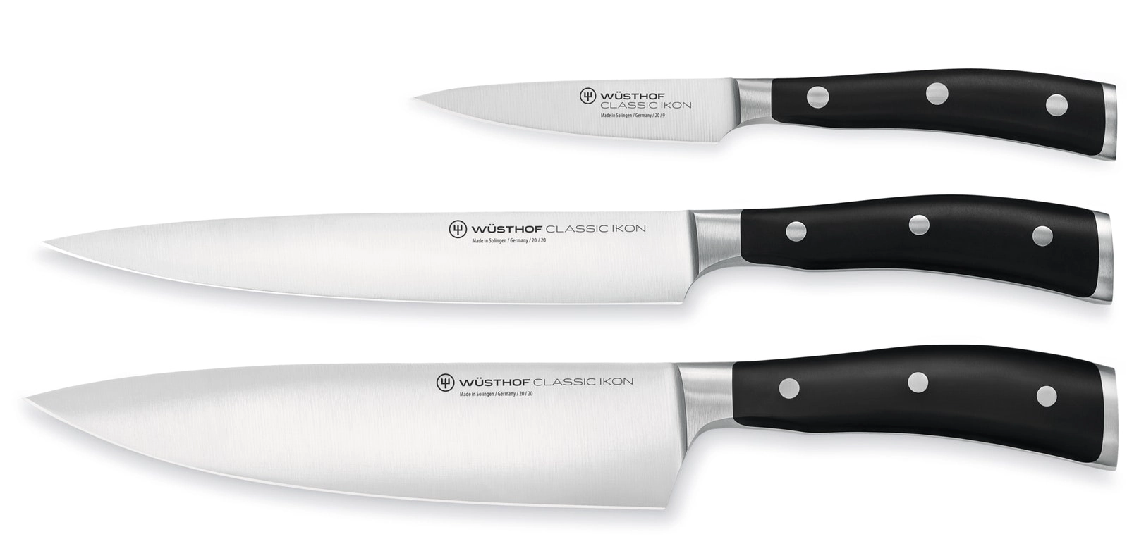 Wusthof Classic Ikon 3 piece Professional Knife Set - Black