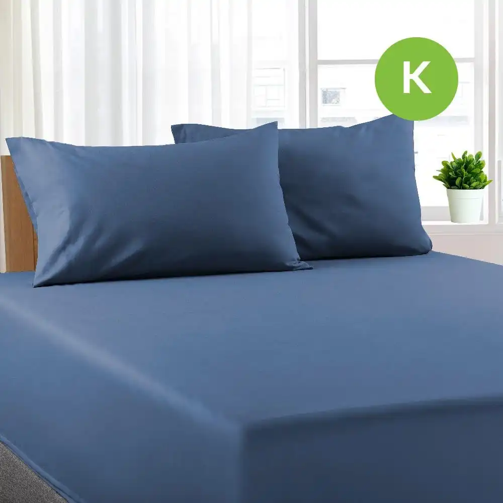 King Size Ocean Color Poly Cotton Fitted Sheet + Pillowcase