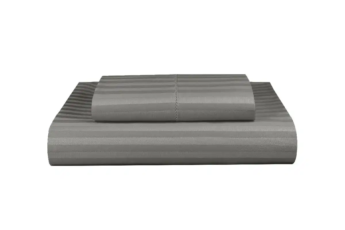 Grey 1000TC Microfibre 1cm Stripe Quilt Cover Set