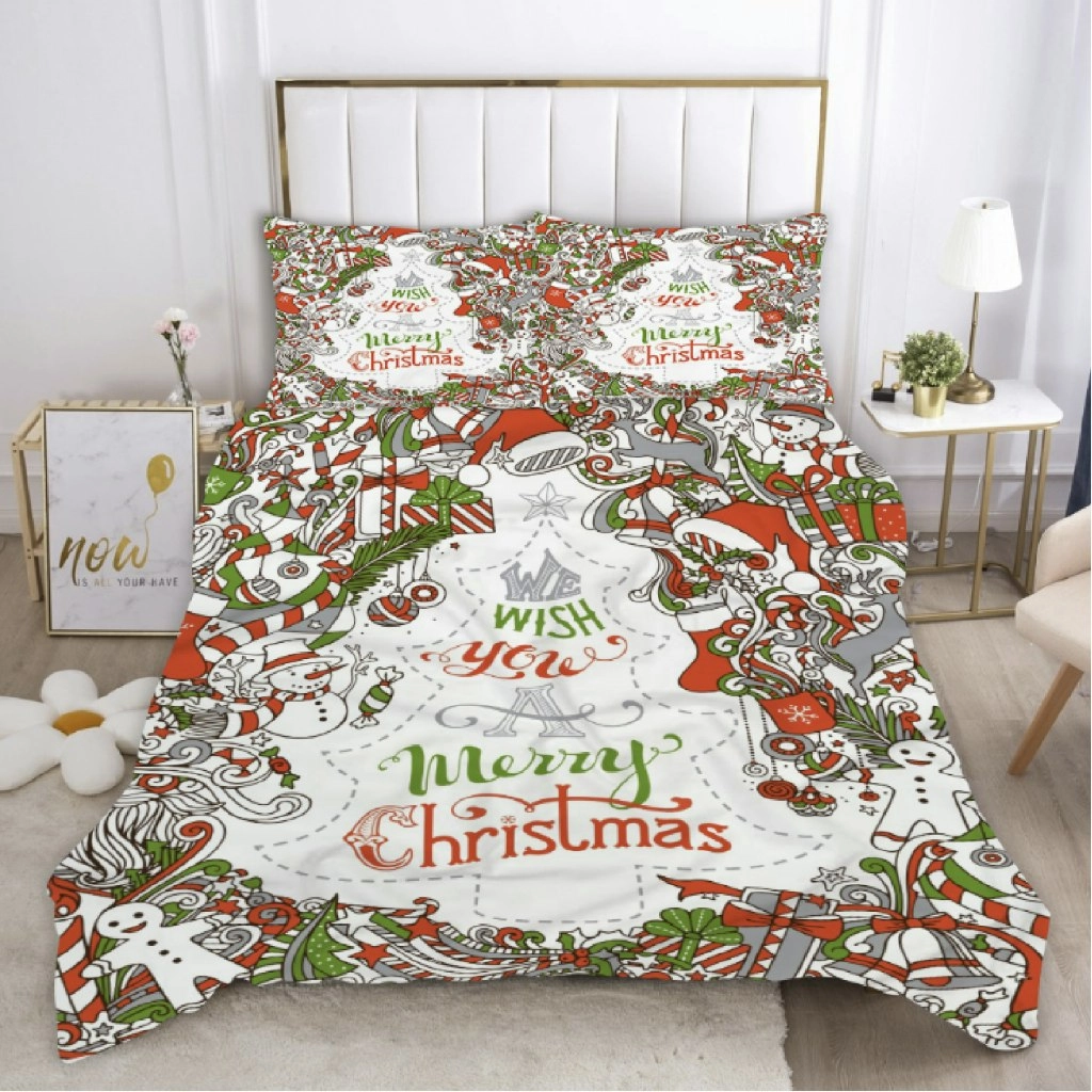 MERRY XMAS CHRISTMAS XMAS Design Quilt Duvet Doona Cover Set