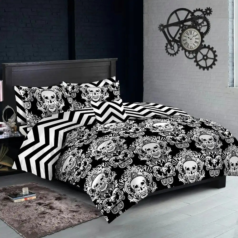 Dark Skull Design Cotton Quilt Doona Duvet/Duvet Cover Pillowcase Set